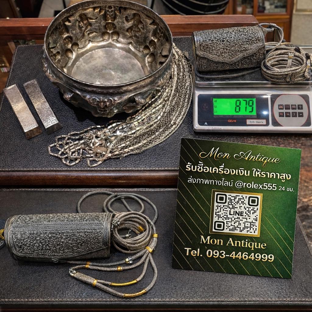 รับซื้อพานเงิน รับซื้อขันเงิน งานเงินโบราณ